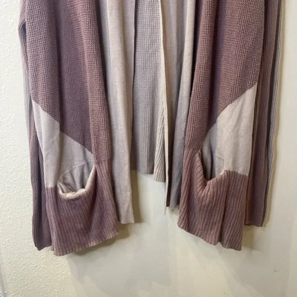 LOGO Lori Goldstein Color Block Cardigan Sweater Size XL